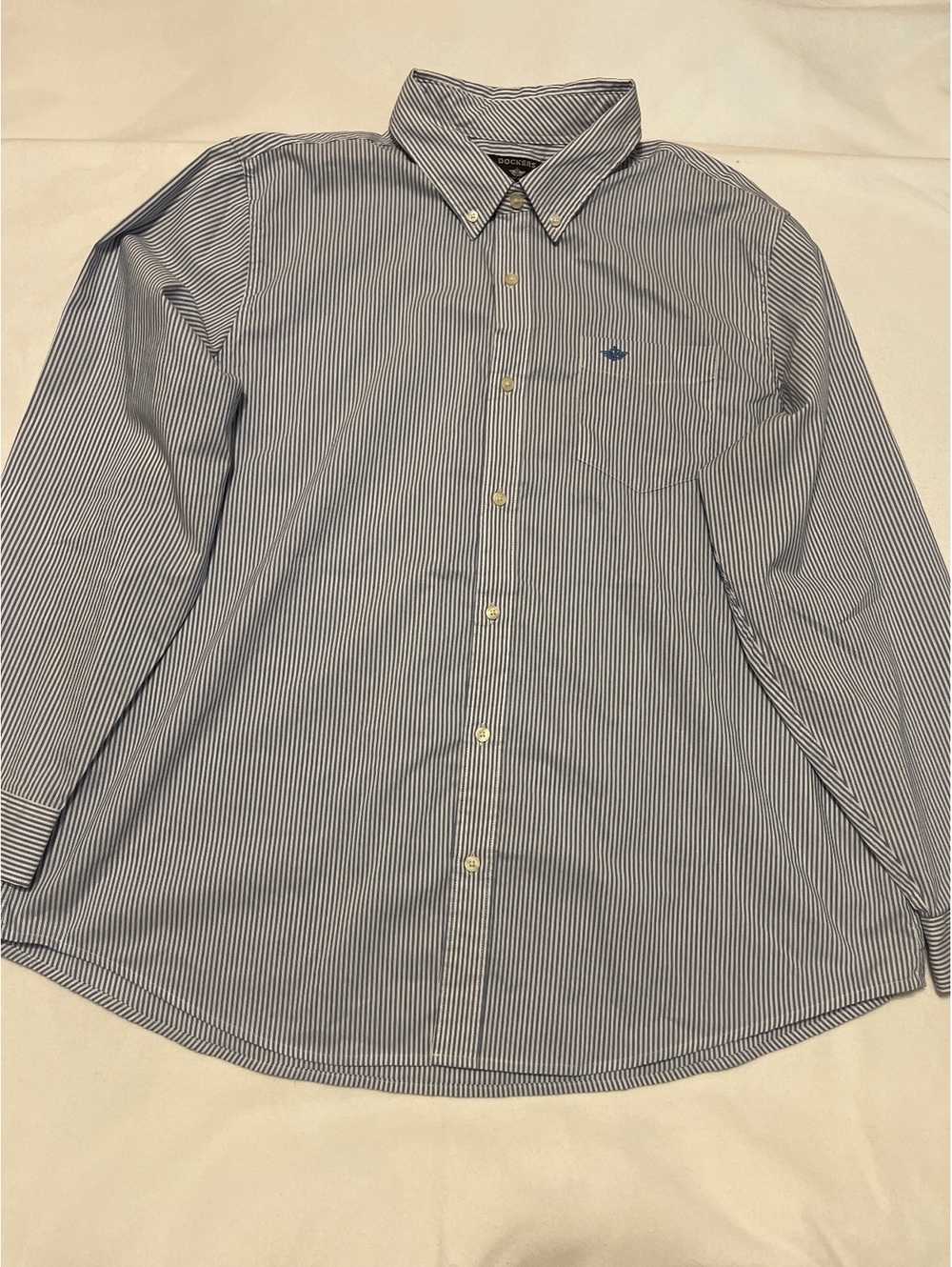 Dockers Classic Fit Men's Blue and White Stripe Button-Down Shirt XXL